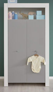 Kleiderschrank Baby Kinder Schrank weiß grau 94 x 186 cm Kinderzimmer Möbel  Pia | eBay