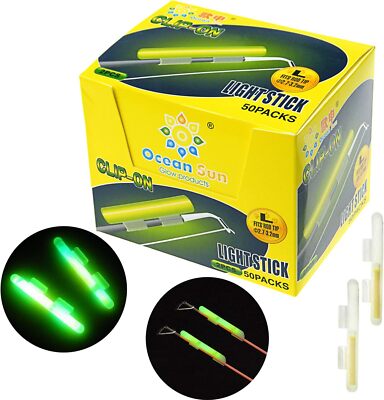 ebay fishing pole glow sticks Adoolla 5pcs Sticks, Waterproof Fishing Glow Rod Tip, LED Night Fishing Bite Alarm Glow Stick so that the fish will not run away Due to the unique chimeric design LINGUANG 100PCS Ocean Sun Clip