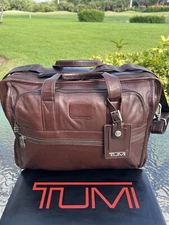 💼 RARE TUMI APLHA Brown Leather Briefcase Laptop Bag Carry On $595
