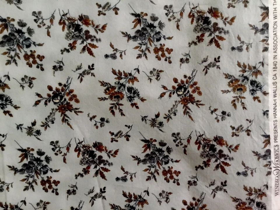 ТКАНИ WINDHAM #32009 ~ синий цветочный на HANNAH WALLIS CA.1840 -- 1 ярд стирка - Изображение 2 из 2