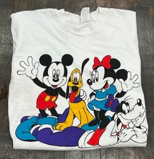 Vintage Disney World Mickey Mouse Minnie Mouse Goofy Pluto 1990s Tshirt XL