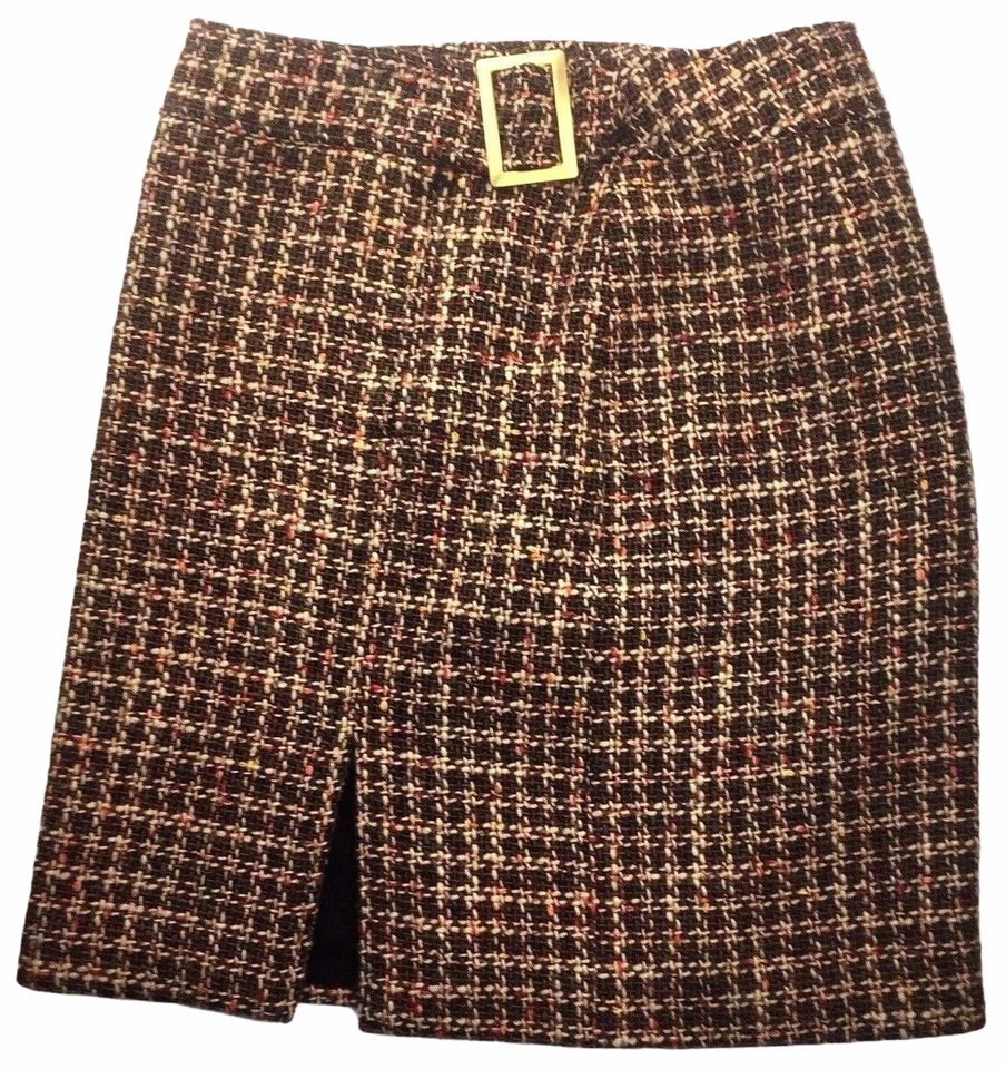 Falda a Cuadros Worth Mujer Tweed Talla 2 Mezcla de Lana Academia Preppy Carrera