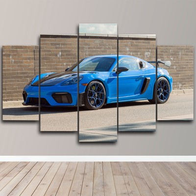 Porsche 718 Cayman GT4 Race Sports Car 5 Piece Canvas Wall Art Print Home Decor