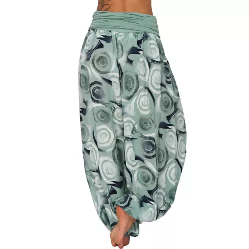 Women Elastic Waist Boho Floral Harem Trousers Baggy Wide Leg Palazzo Pants - Picture 51 of 60