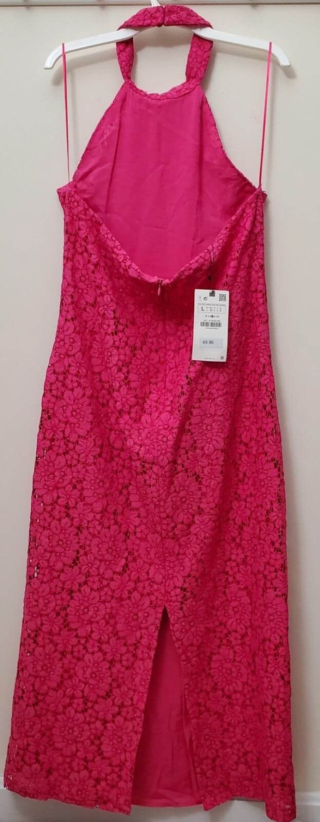 1/11迄着 aliiisa出品 ZARA LACE HALTER DRESS FUCHSIA Size L | eBay