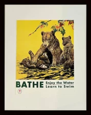 Enjoy The Water 1932 Framed  11.75" x 14.75" Vintage Poster Print Retro Style