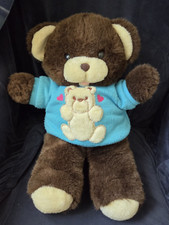 Vintage 1980s Teddy Bear 20" Plush Doll Wearing Sweater Made in Taiwan Stuffed