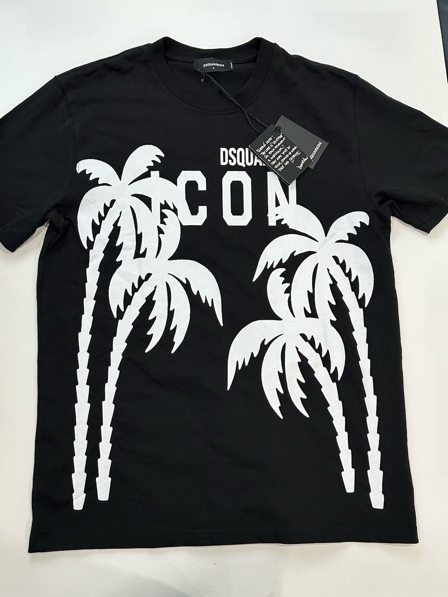 DSQUARED2 Icon Palms Cool T Shirt In Black Size Large NWT | eBay