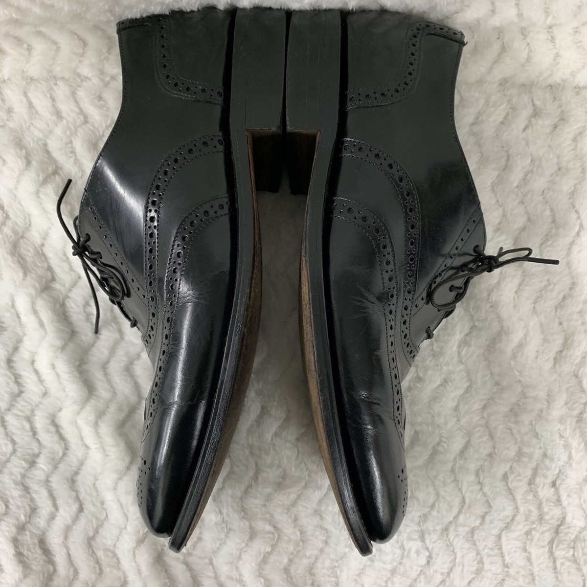Bostonian Impression Black Leather Wing Tip Dress Shoes Mens 