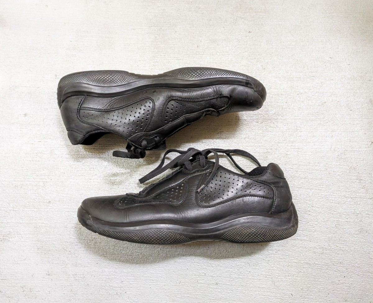 Prada America's Cup Sneakers Men's US 9.5 Black Leather Red Prada America's Cup Sneakers Men's US 9.5 Black Leather Red