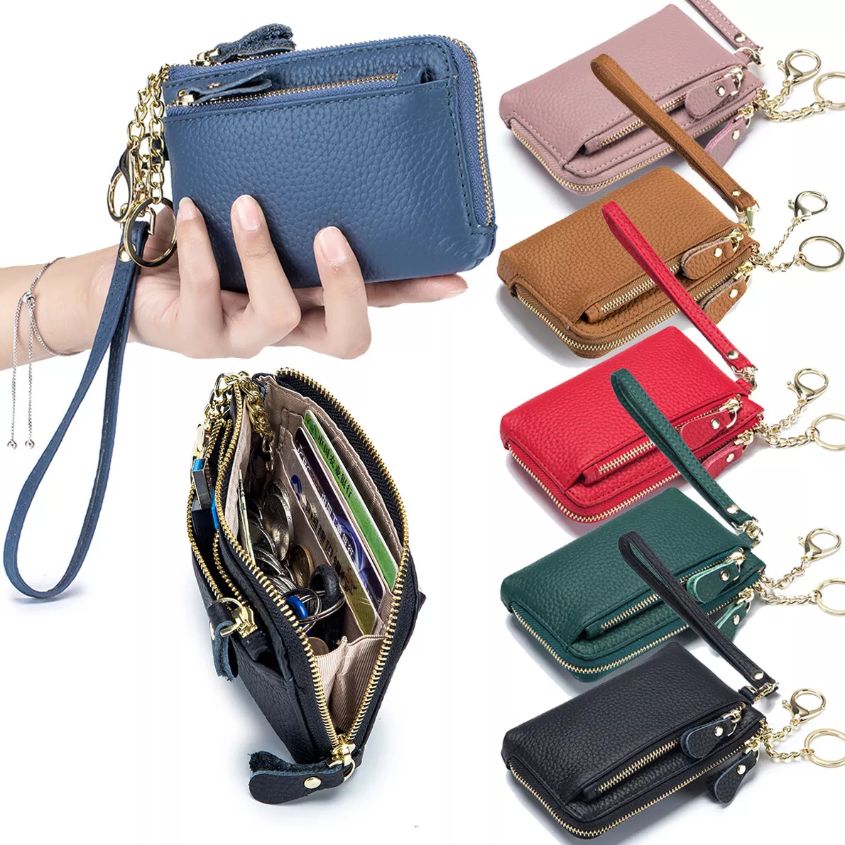 Unisex PU Leather Zipper Pockets Coin Purse Mini India | Ubuy