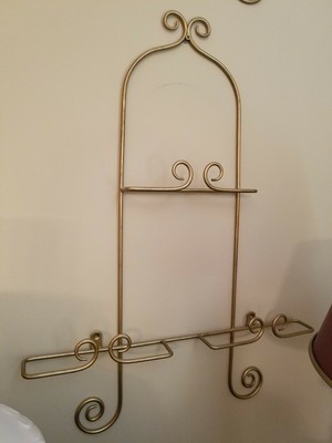 Gorgeous wrought iron plate hangers Matt Gold Tone Wrought Iron Wall Decorative Plate Hanger Holds 3 26 H 19 W Ebay