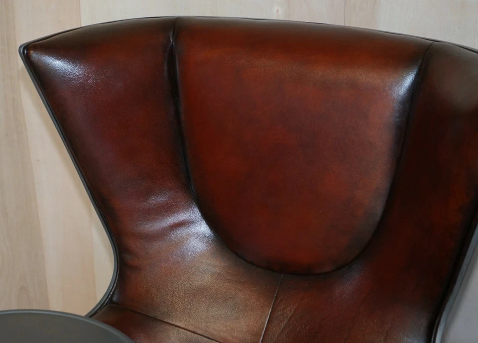1 OF A KIND PAIR OF BROWN LEATHER PHILIPPE STARCK CASSINA EUROSTAR EGG ARMCHAIRS - Image 4 of 4