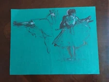 Degas " Dancer At The Bar," Wash On Green Paper. Fine Art Print, Albert Carman