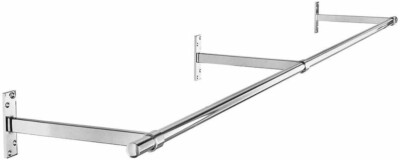 10 Fuß lange Stange + 3 Halterungen + 2 Kunststoff Endkappen - Super Schwerlast verchromt Wand