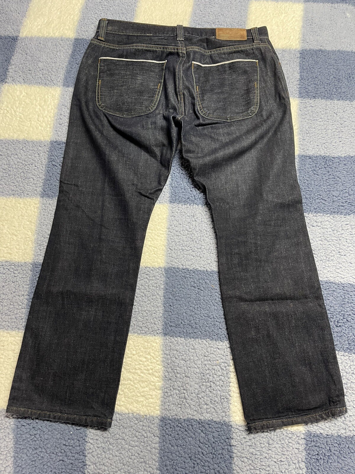 Penguin Dark Denim Selvedge Jeans Raw Selvedge Denim Sz 35x28.5 Button Fly