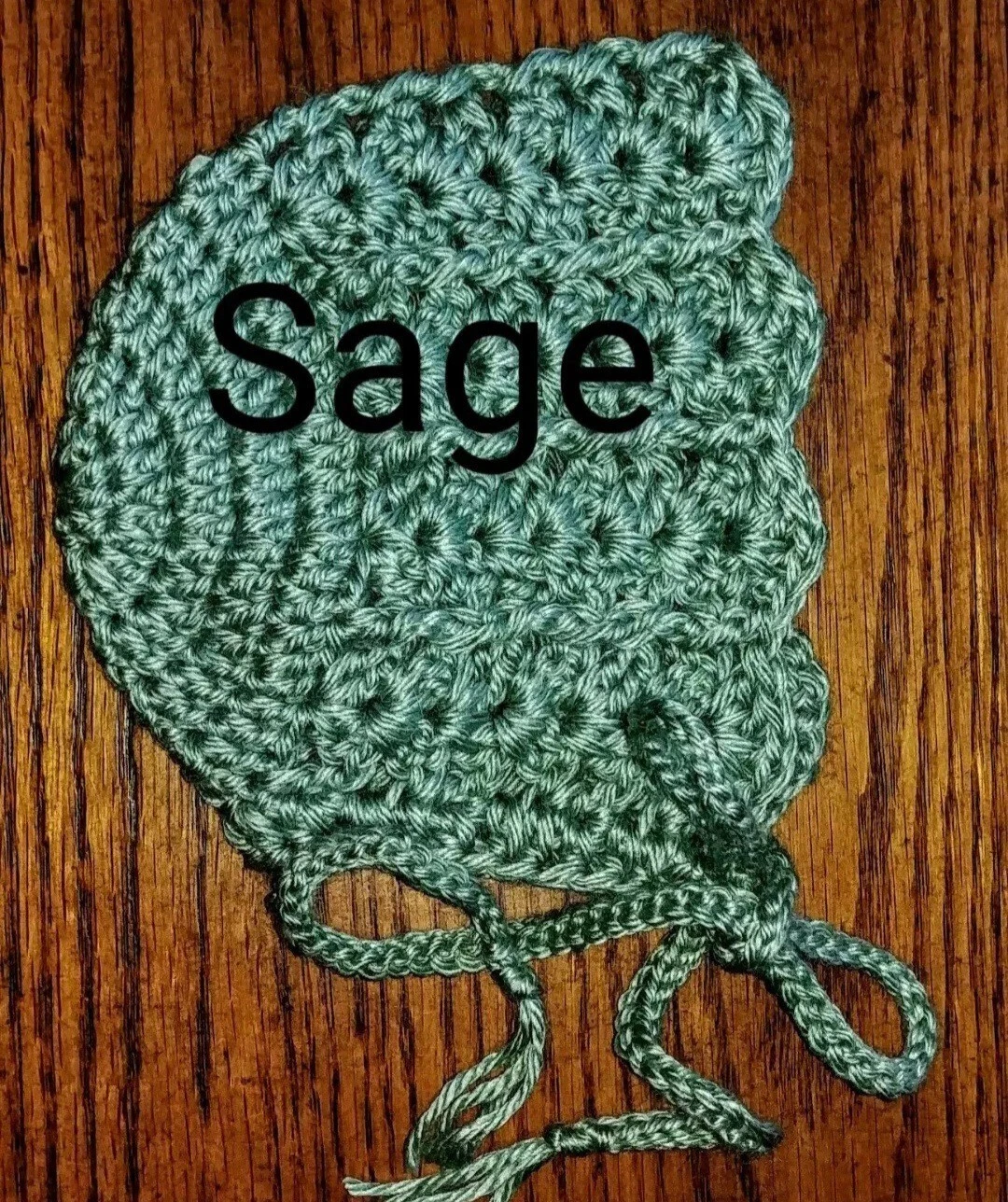 Hat Newborn 3 Months New Leia Allen Handmade Crochet Bonnet Winter Sage Green