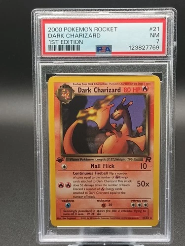 Dark Charizard 21/82 Team Rocket Regular PSA 7 NM Slab