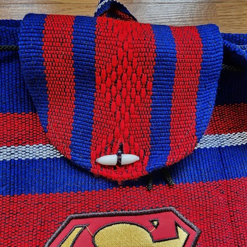Superman Baja Backpack Woven Tote Red White Blue Knapsack - Picture 2 of 5