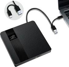 Lector CD DVD Externo USB 3.0 Tipo C Ultra Delgado Grabadora PC Mac