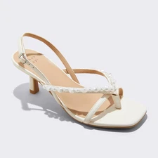 Women's Marin Pearl Skinny Thong Heels - A New Day Ivory 11
