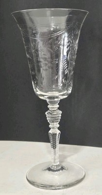 Vintage Rock Sharpe Crystal Water Goblet 7 5/8'' Etched Swag Bead & Leaf Garland
