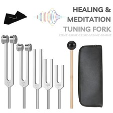 Pro Tuning Fork Set 128Hz 256Hz 512Hz 1024Hz 2048Hz for Sound Healing & Therapy