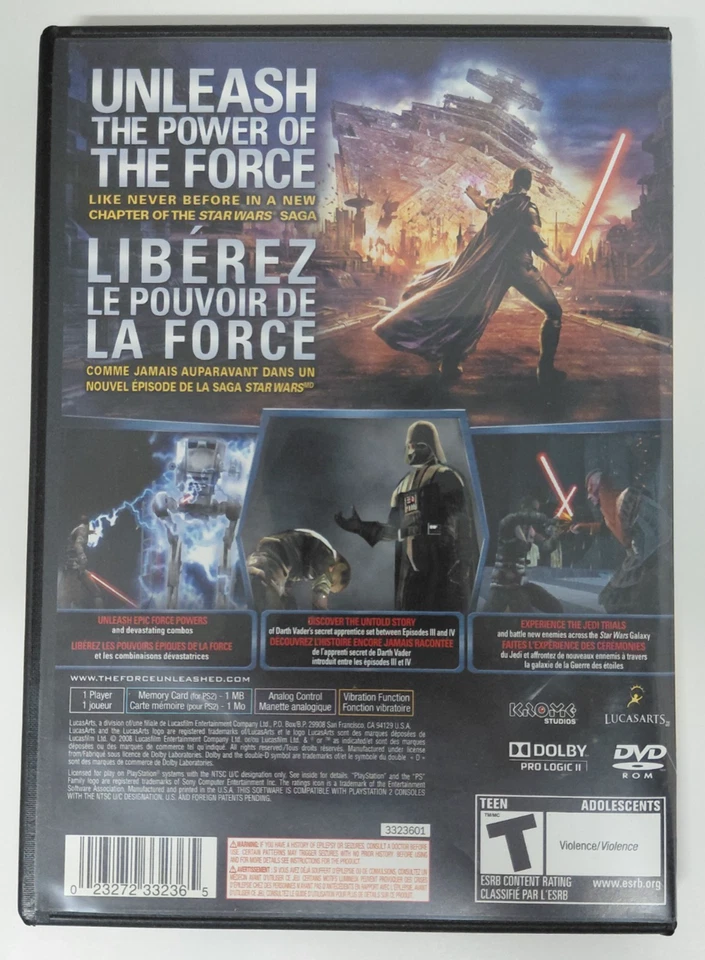 Star Wars: The Force Unleashed PlayStation 2 PS2 CIB En/Fr Manual - Image 3 of 4