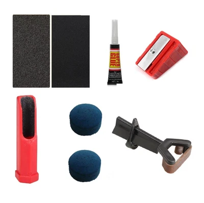 Snooker / Pool Cue Tip Repair Kit & Tip Clamp Leather Glue Cue tips 9mm - 11mm - Image 1 of 4