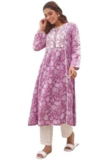 GoSriKi Women's Rayon Blend Anarkali Embroidered Kurta
