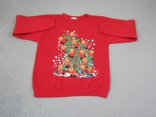Vintage Christmas Teddy Bear Sweatshirt Womens Extra Large XL Red Made in USA