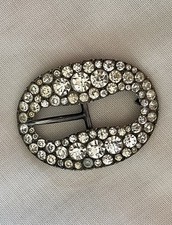 Antique Georgian/Victorian Diamond Paste Marked Silver 800 Buckle Clasp
