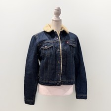 Levi  s Women  s S Sherpa Lined Denim Jean Trucker Jacket Blue