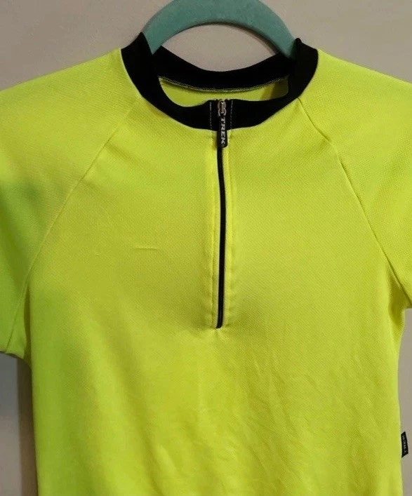 Camisa de manga curta feminina TREK amarela neon 1/4 zíper ciclismo academia corrida - Imagem 3 de 4