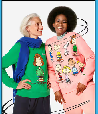 Lacoste x Peanuts Collaboration Characters Salmon Sweatshirt SIZE