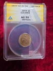 1859 INDIAN HEAD CENT CLEANED AU55 ANACS