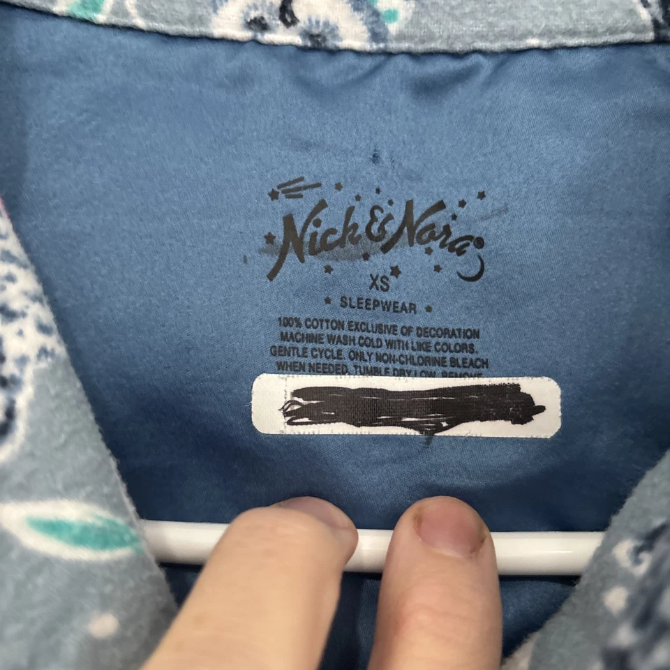 Conjunto de pijama Nick and Nora para mujer talla XS azul búhos de nieve algodón franela cordón Foto 4 de 4