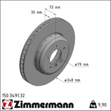 2x Zimmermann 150.3491.32 Bremsscheibe für BMW Z4 E89