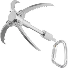 CYFIE 3-Claw 4-Claw Sawtooth Grappling Hook, with 10m/33ft 8mm Silver 