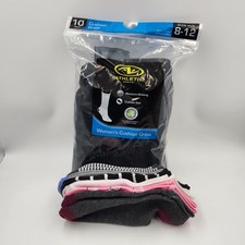Athletic Works Crew 10 Pack Size 8-12  6 Pair Just Be Low Cut Size 4-10.5 Socks