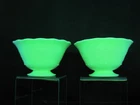 2 MacBeth Evans Uranium Glass Chinex Glass  Ivory Footed Sherbet Cups