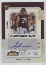 2021 Panini Contenders Rookie Championship Ticket 49/49 Samuel Cosmi Auto vw1