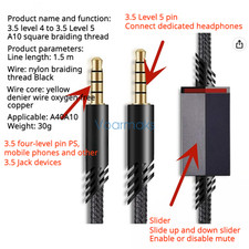Audio Cable for Logitech Astro A10 A40 Headphone