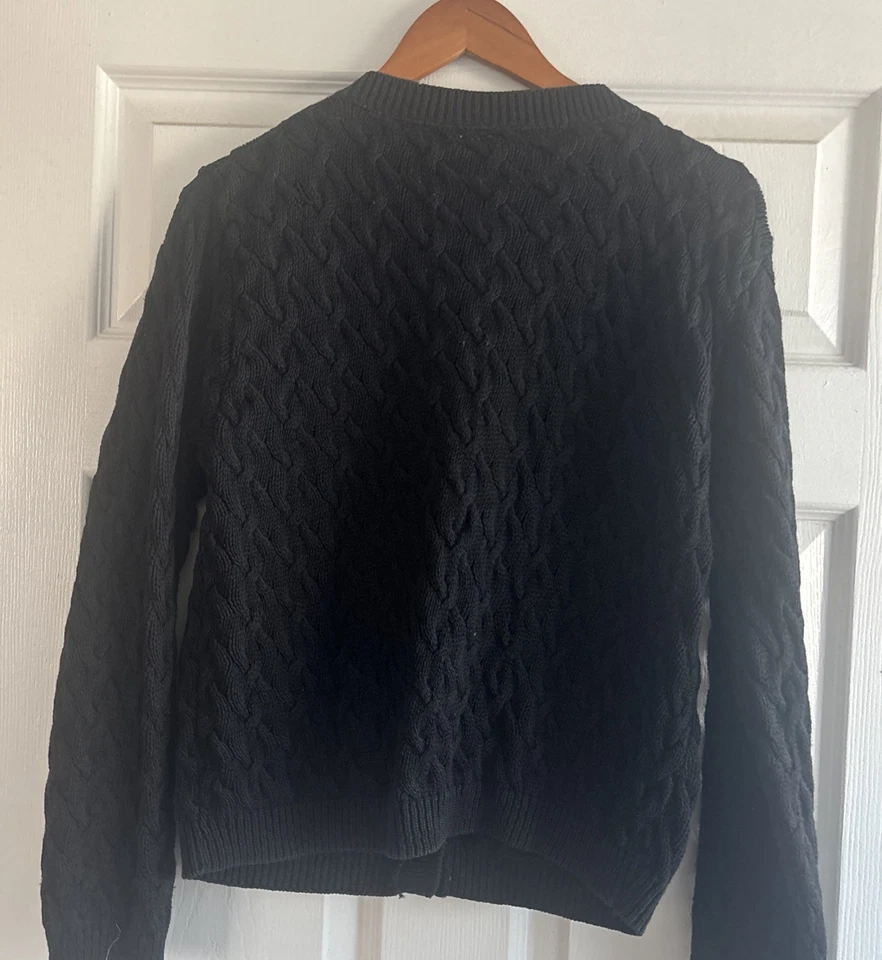 Lord & Taylor Vintage 100% Fine Cotton Cardigan Sweater Gold BottomsSize M - Image 4 of 4