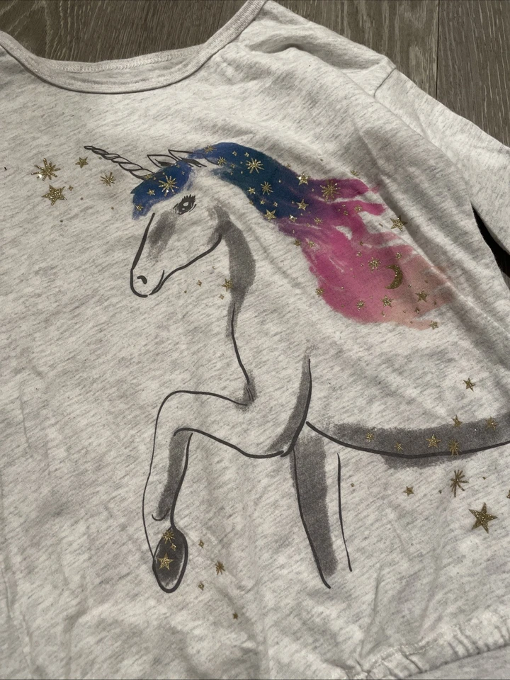 Camisa Carter’s Unicorn Talla 6 Manga Larga Para Niñas Color Gris Foto 2 de 4