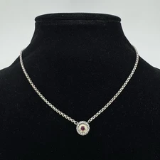 David Yurman Garnet Cookie Pendant Necklace 14K Yellow Gold & Sterling Silver