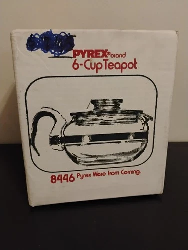 PYREX Flame Ware 8446 Glass 6 Cup Stove Top Coffee Tea Pot Sealed Brand New VTG