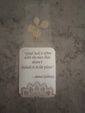 Good Luck REAL Handpicked Four Leaf Clover HANDMADE Bookmark Gift For Readers