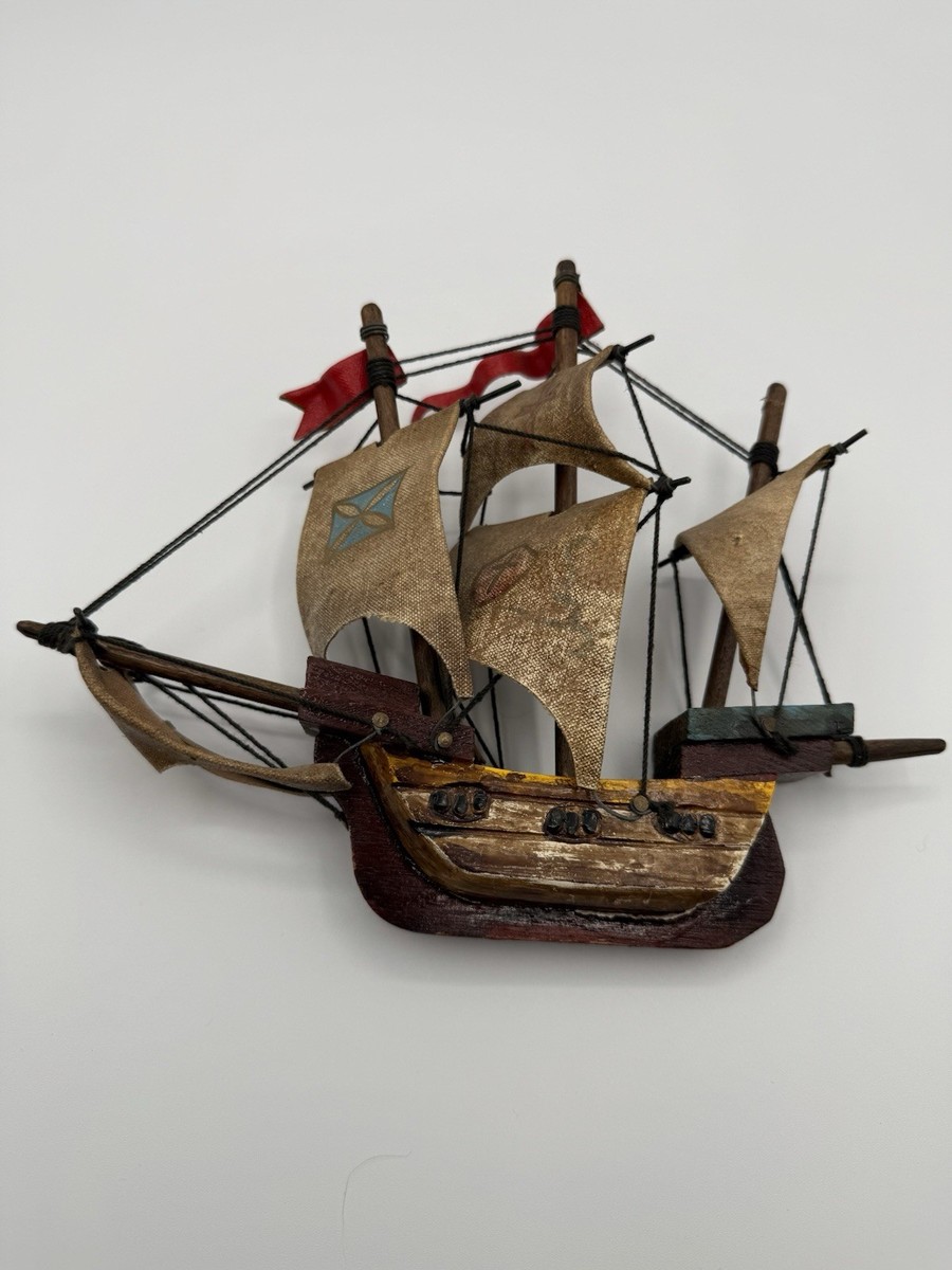 Vintage Wood Ship Model Christopher Columbus Santa Maria