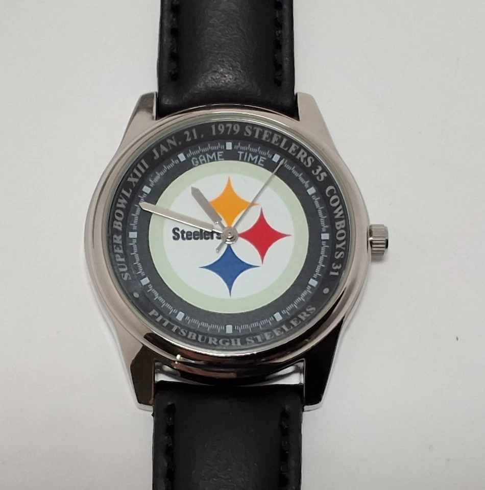 Bonito Reloj NFL Pittsburgh Steelers Superbowl Victorias Super Bowl XL Tiempo de Juego Foto 4 de 4